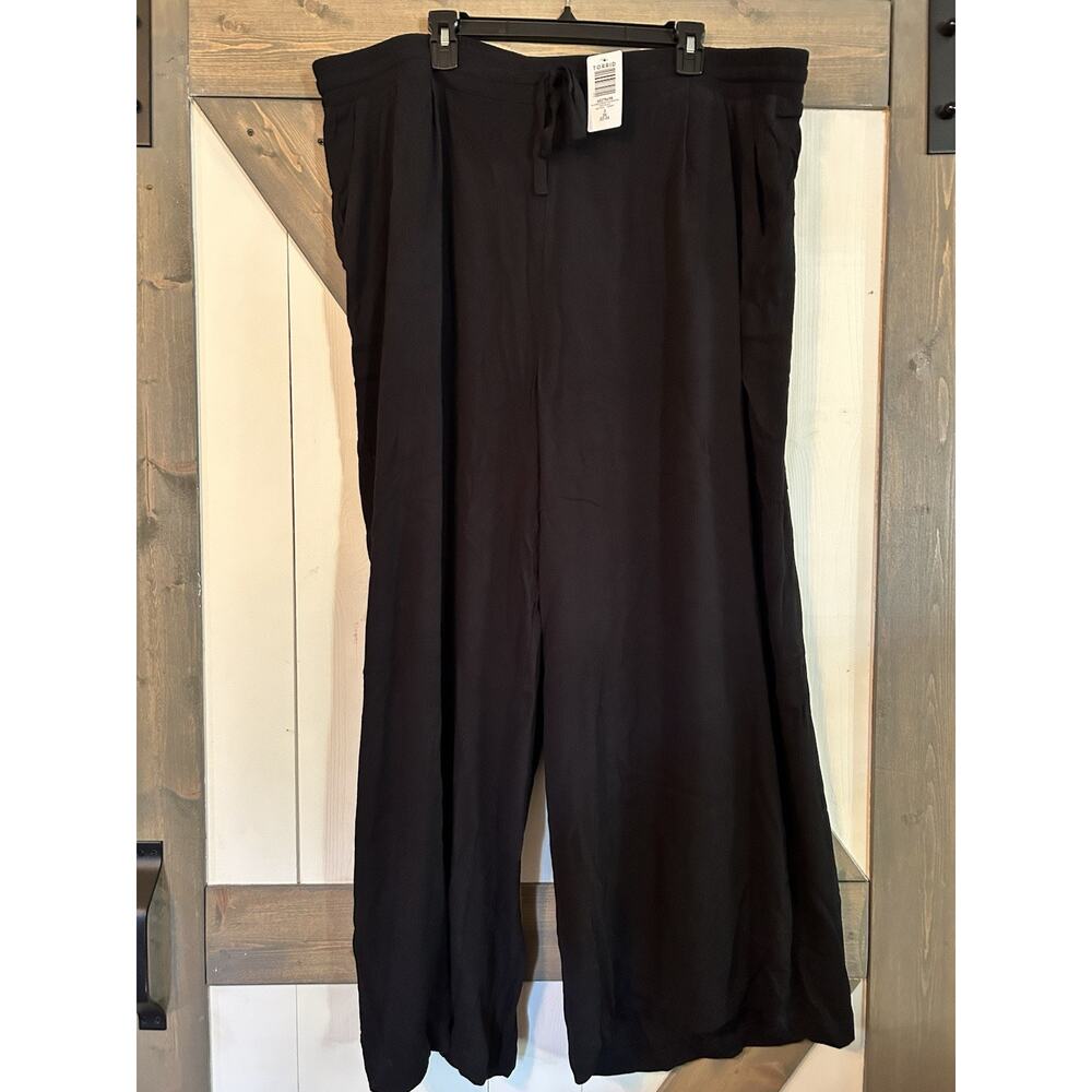 TORRID WOMEN'S BLACK GAUZE ELASTIC WAIST CULOTTE WIDE LEG PANT Sz 3 3X